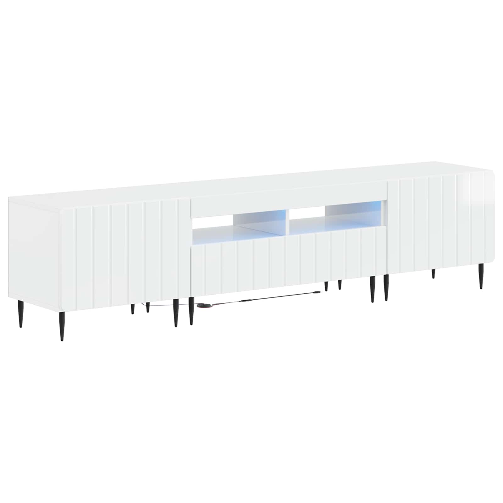 vidaXL 5-częściowa szafka RTV z LED Biały wysoki połysk
