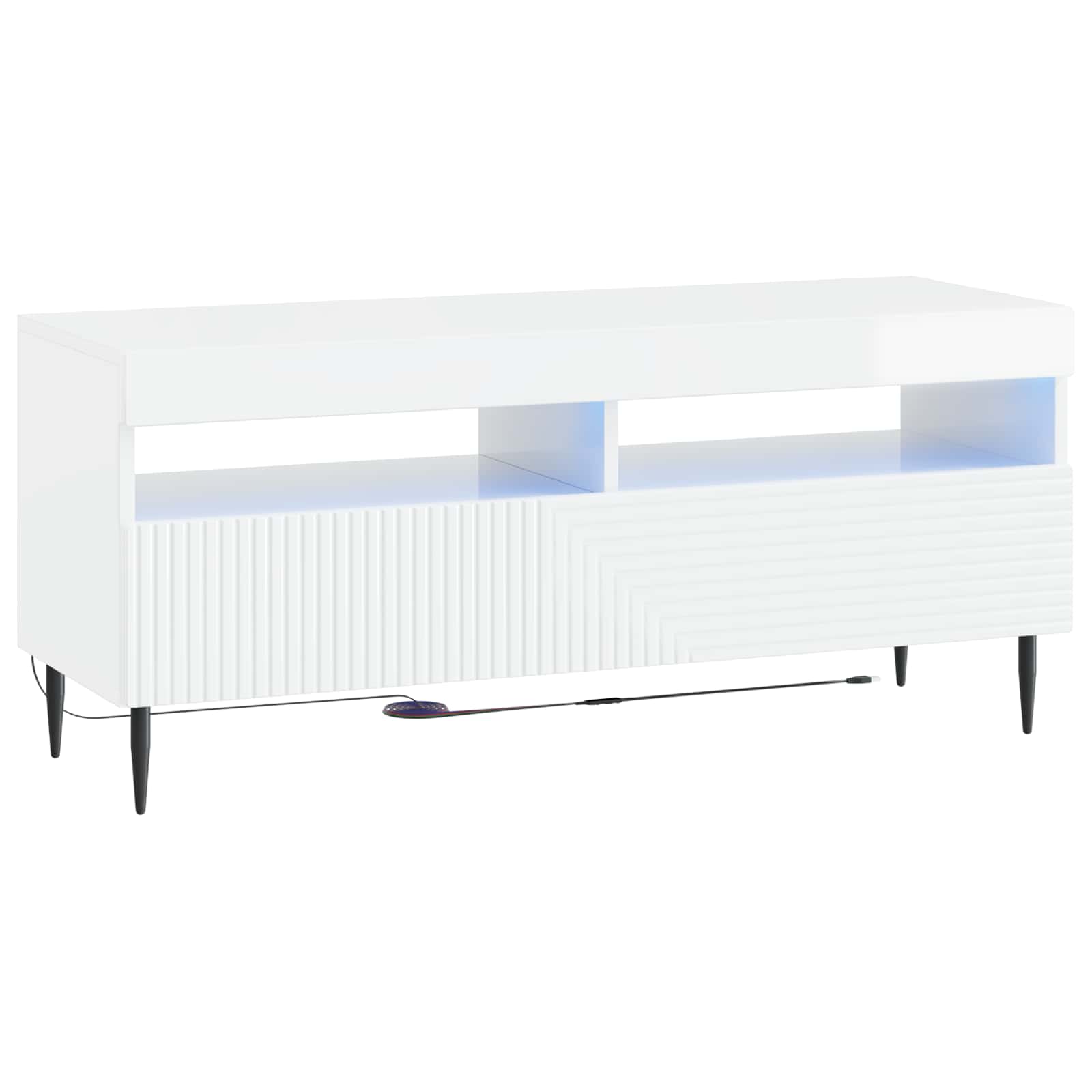 vidaXL Zestaw 3-częściowy szafki RTV z LED Biały wysoki połysk