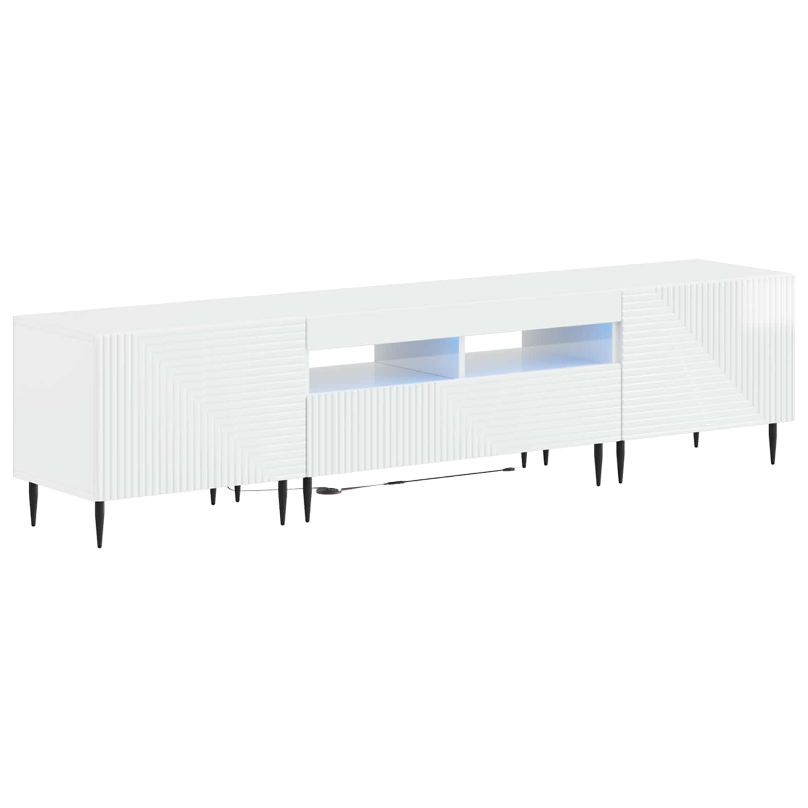 vidaXL Zestaw 3-częściowy szafki RTV z LED Biały wysoki połysk