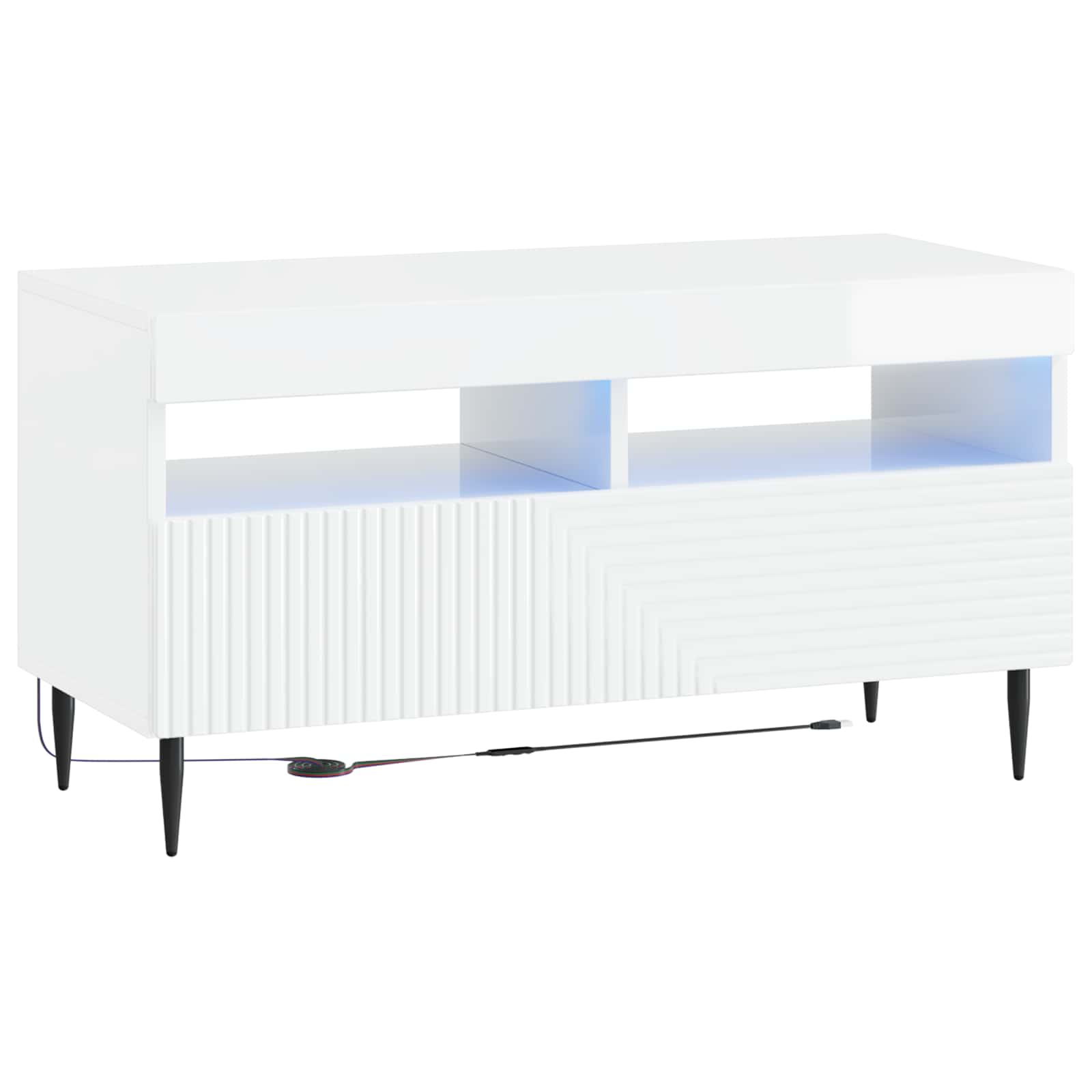 vidaXL Zestaw 3-częściowy szafki RTV z LED Biały wysoki połysk