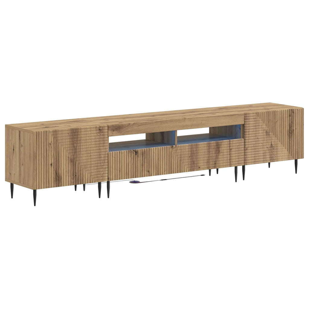 vidaXL Zestaw 3-częściowy szafki RTV z LED Dąb artisan