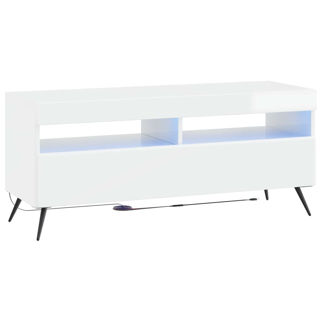 vidaXL 5-częściowa szafka RTV z LED Biały wysoki połysk