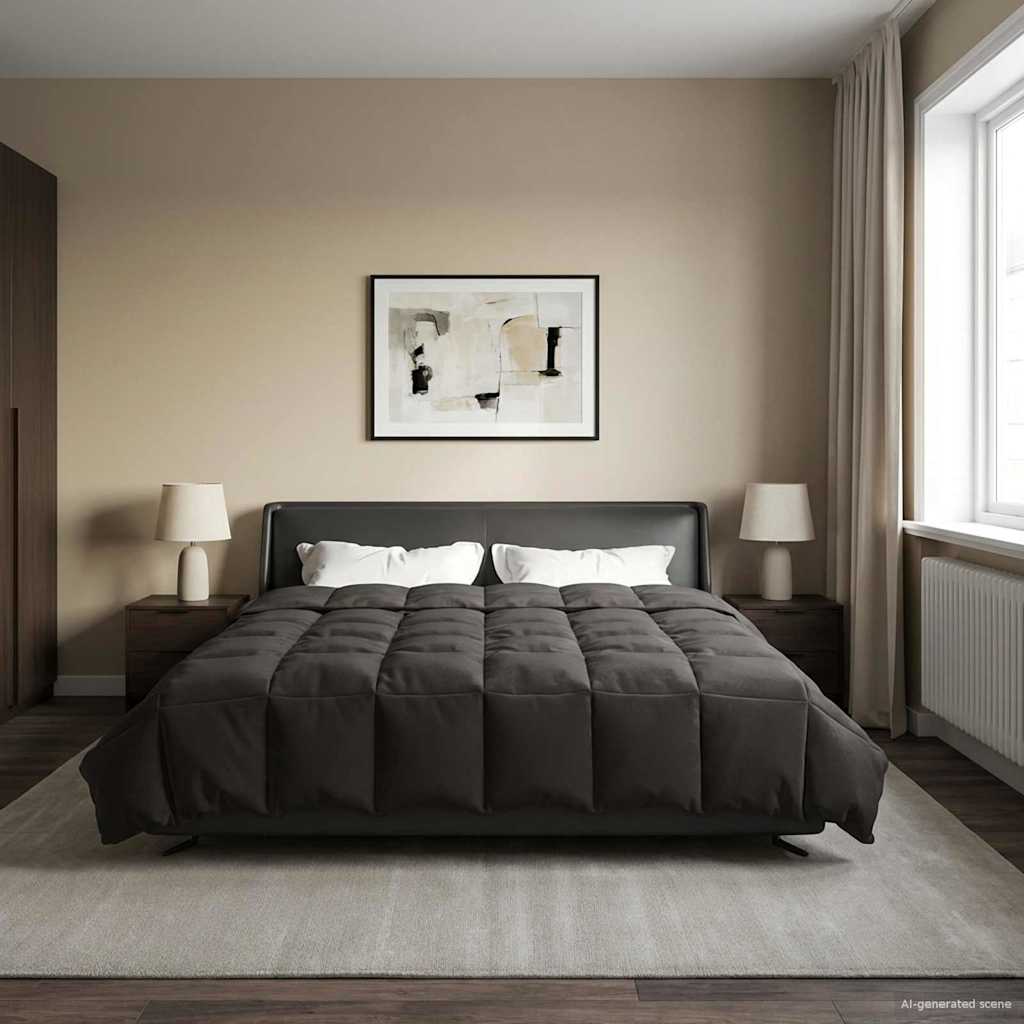 vidaXL Letni Kołdra Kwiłtowany Antracyt 200 x 200 cm Mikrofibra