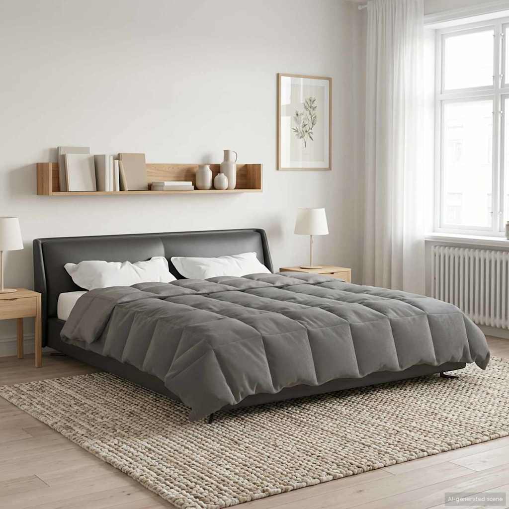 vidaXL Letni Kołdra Kwiłtowany Jasnoszary 200 x 200 cm Mikrofibra