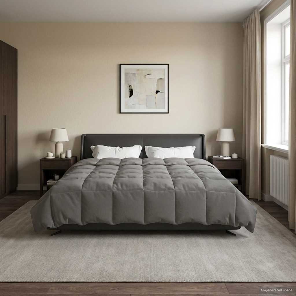 vidaXL Letni Kołdra Kwiłtowany Jasnoszary 200 x 200 cm Mikrofibra