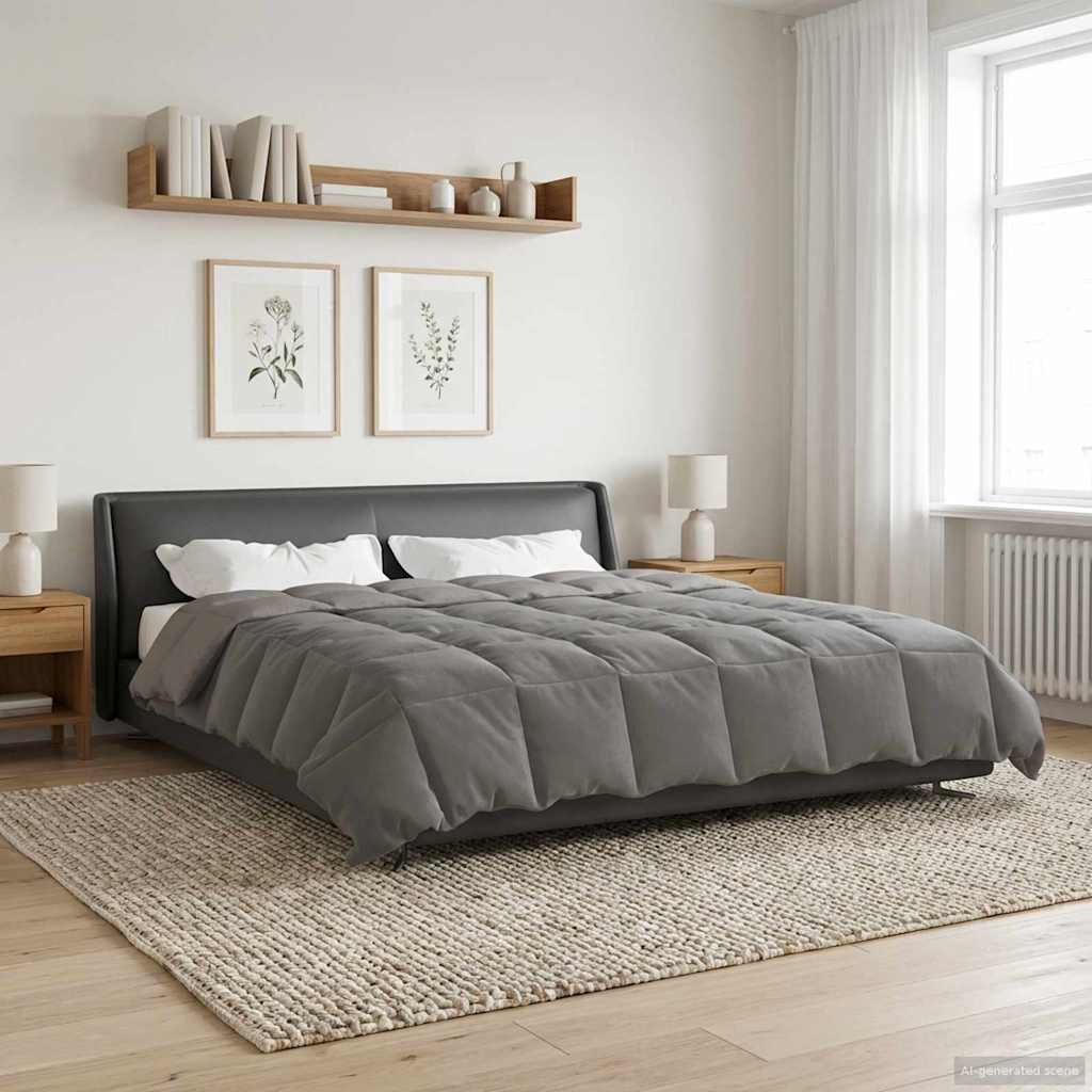 vidaXL Letni Kołdra Kwiłtowany Jasnoszary 200 x 240 cm Mikrofibra