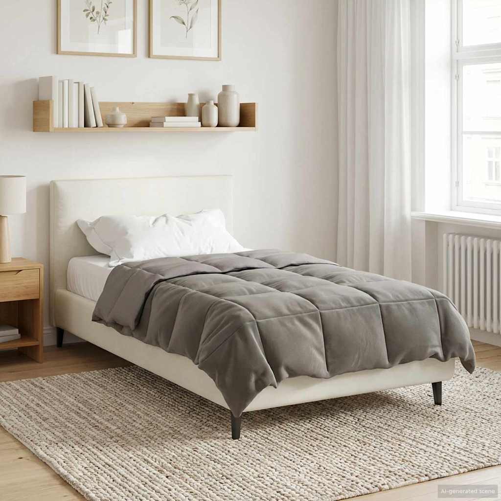 vidaXL Letni Kołdra Kwiłtowany Jasnoszary 135 x 220 cm Mikrofibra
