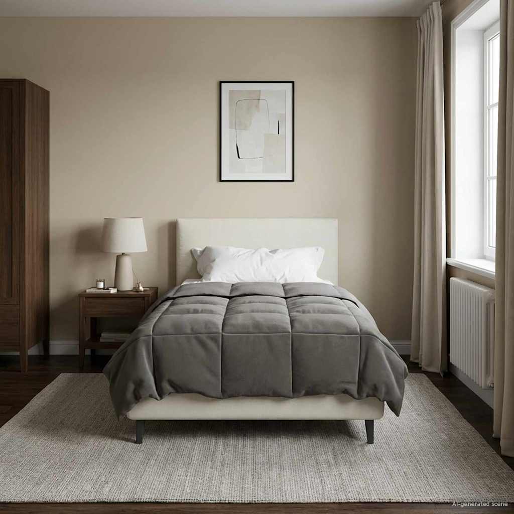 vidaXL Letni Kołdra Kwiłtowany Jasnoszary 135 x 220 cm Mikrofibra