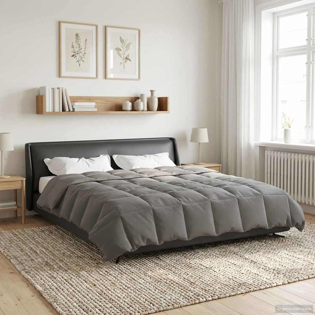 vidaXL Letni Kołdra Kwiłtowany Jasnoszary 200 x 220 cm Mikrofibra