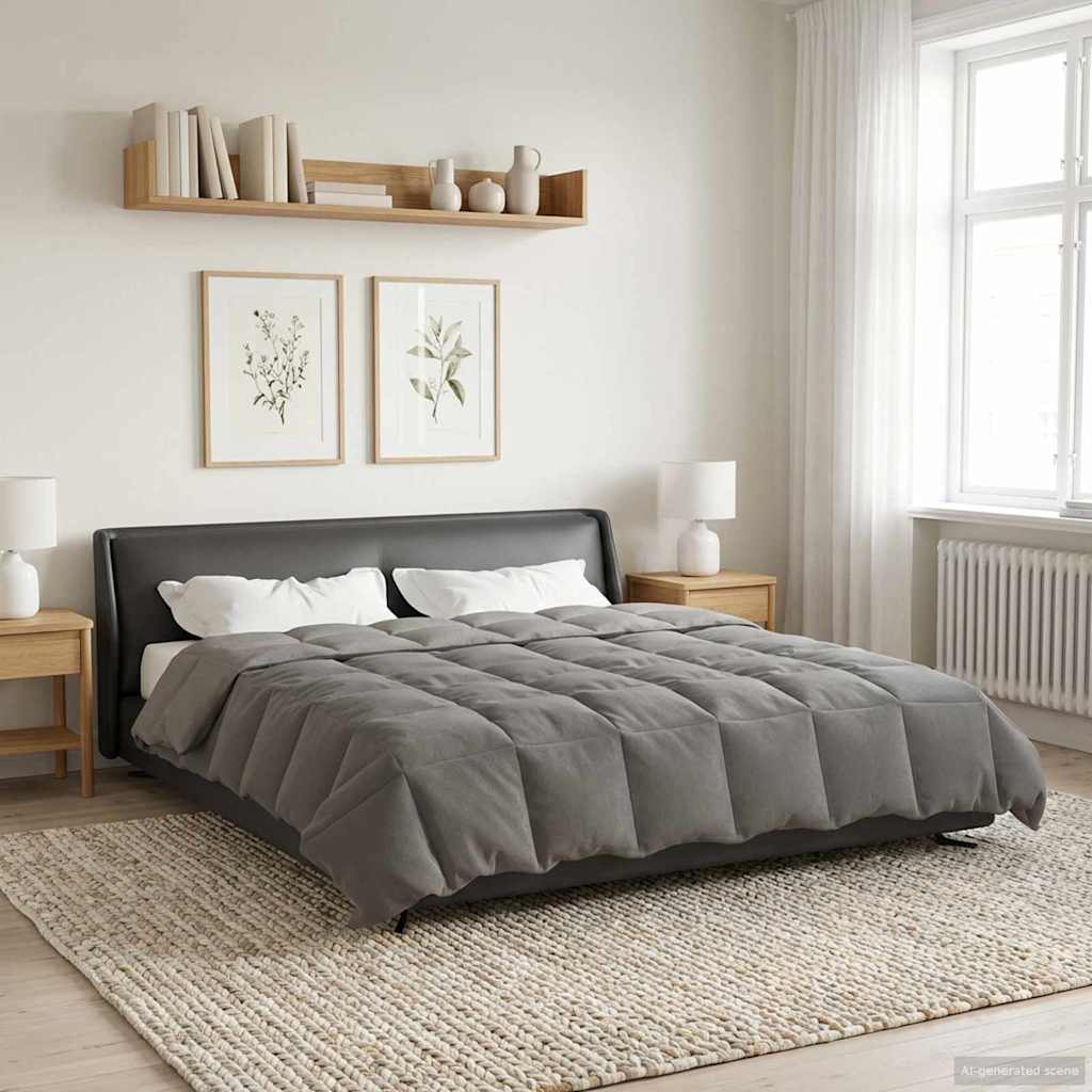 vidaXL Letni Kołdra Kwiłtowany Jasnoszary 220 x 240 cm Mikrofibra