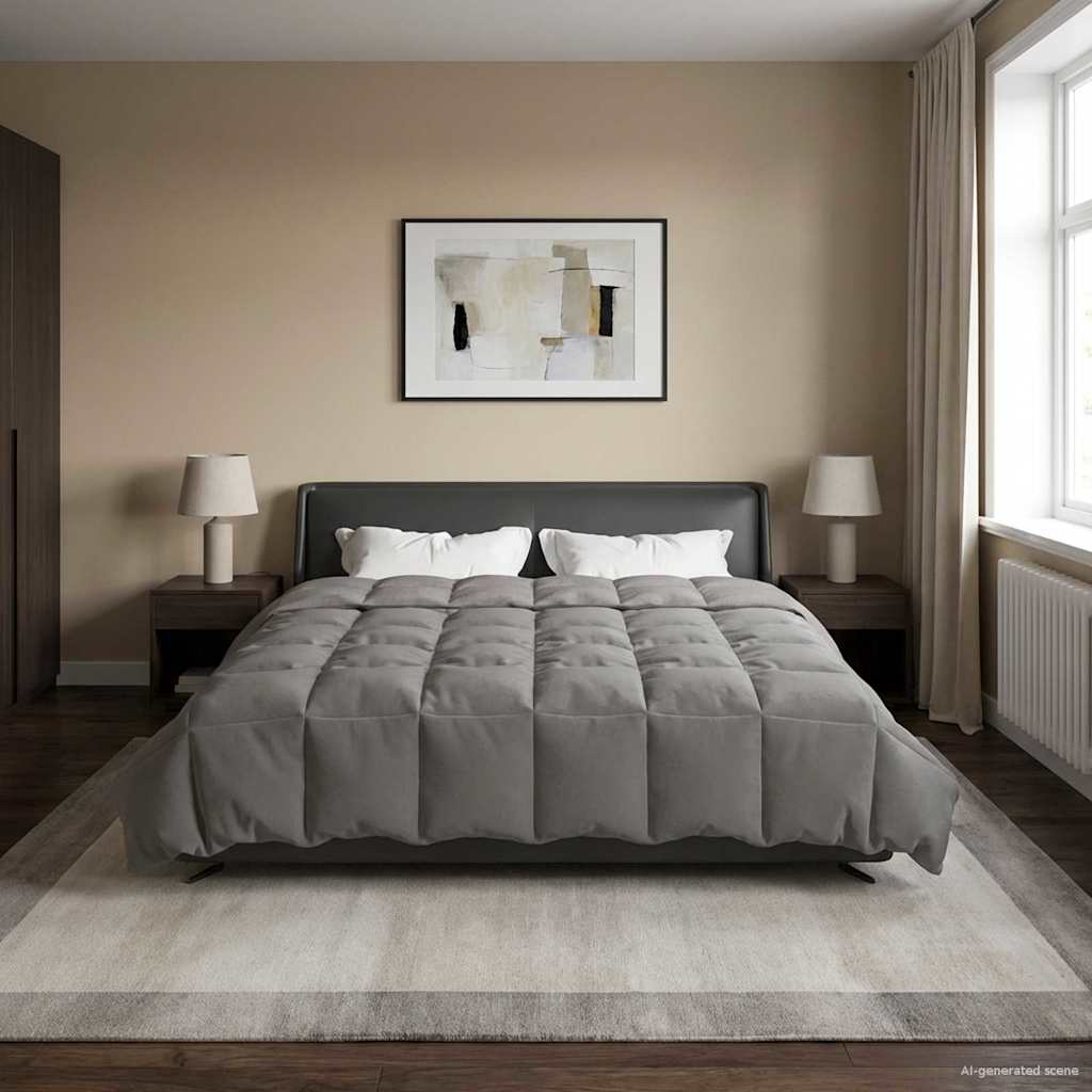 vidaXL Letni Kołdra Kwiłtowany Jasnoszary 220 x 240 cm Mikrofibra