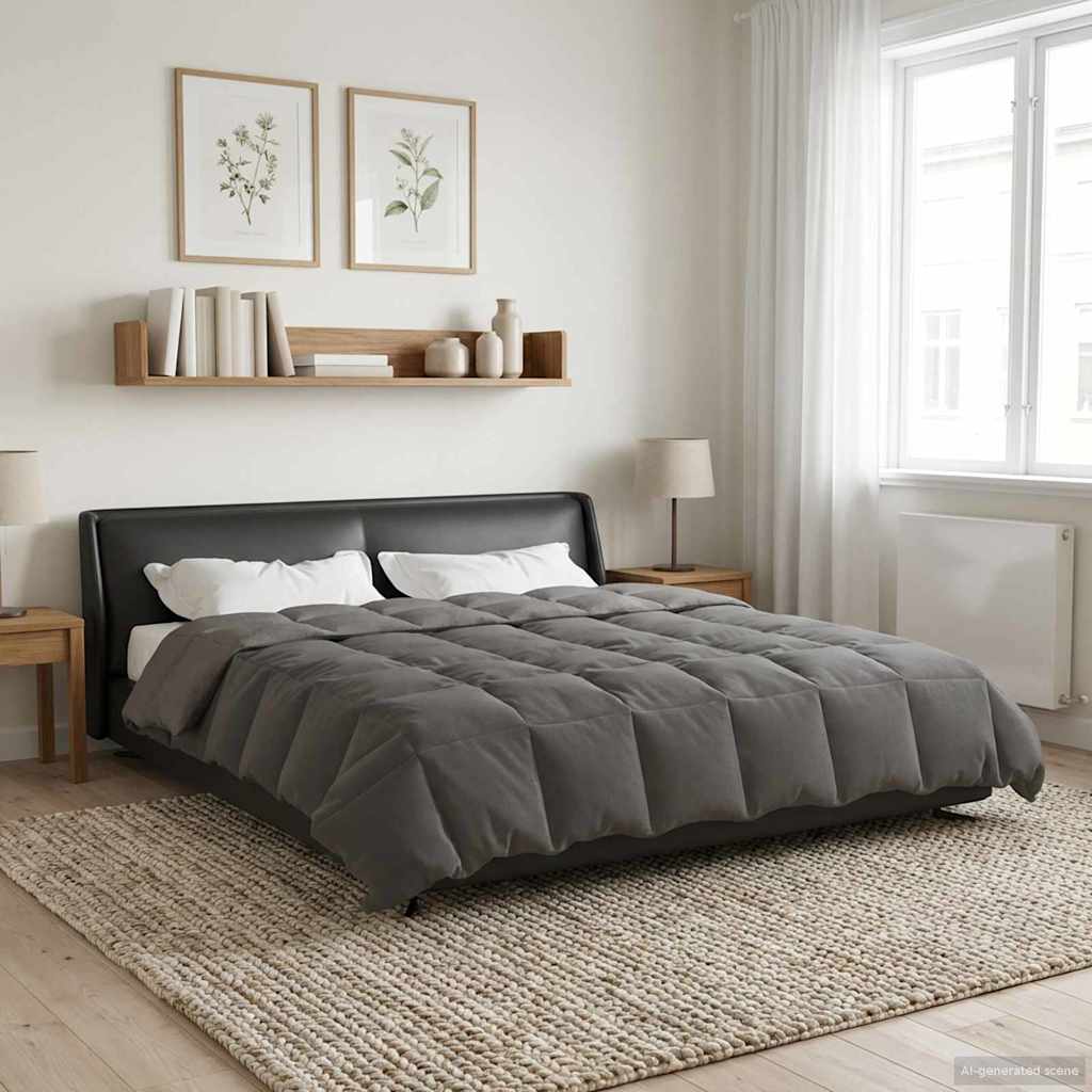 vidaXL Letni Kołdra Kwiłtowany Jasnoszary 220 x 260 cm Mikrofibra