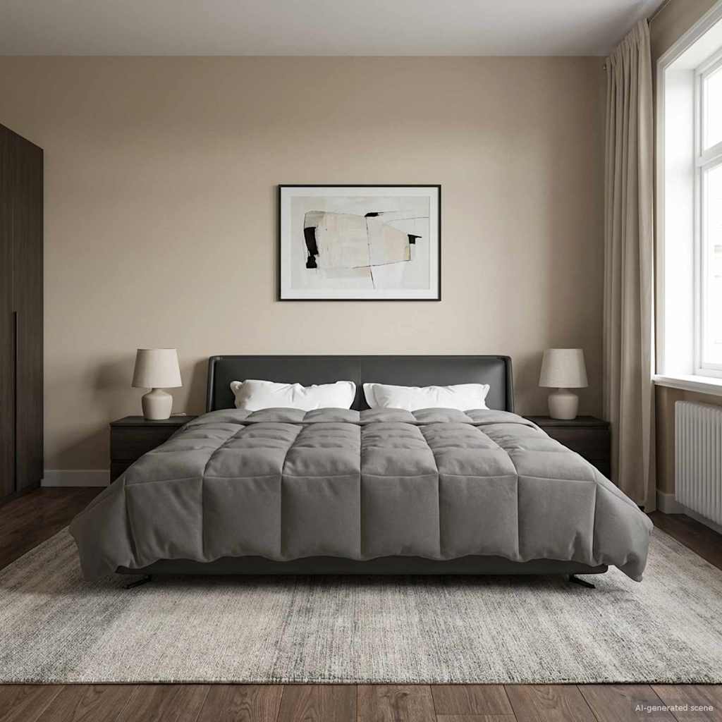 vidaXL Letni Kołdra Kwiłtowany Jasnoszary 220 x 260 cm Mikrofibra