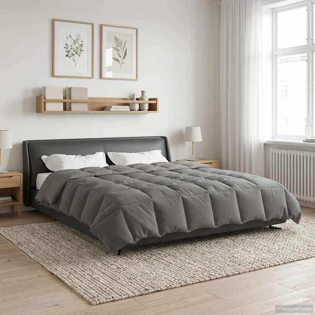 vidaXL Letni Kołdra Kwiłtowany Jasnoszary 240 x 260 cm Mikrofibra