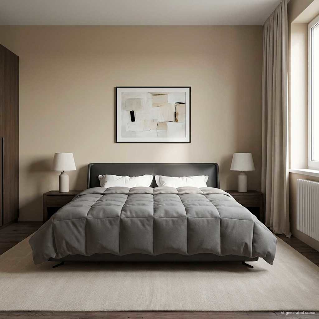 vidaXL Letni Kołdra Kwiłtowany Jasnoszary 240 x 260 cm Mikrofibra
