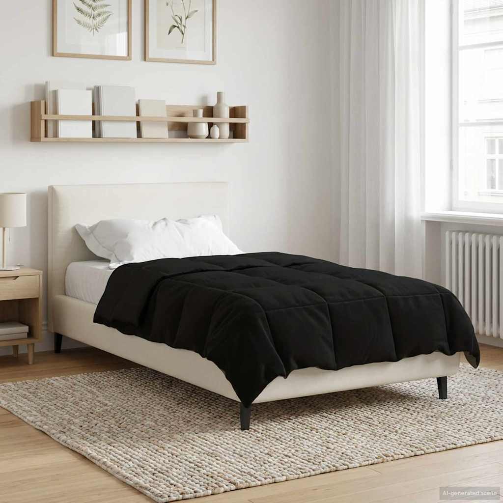 vidaXL Letni Kołdra Kwiłtowany Czarny 135 x 200 cm Mikrofibra