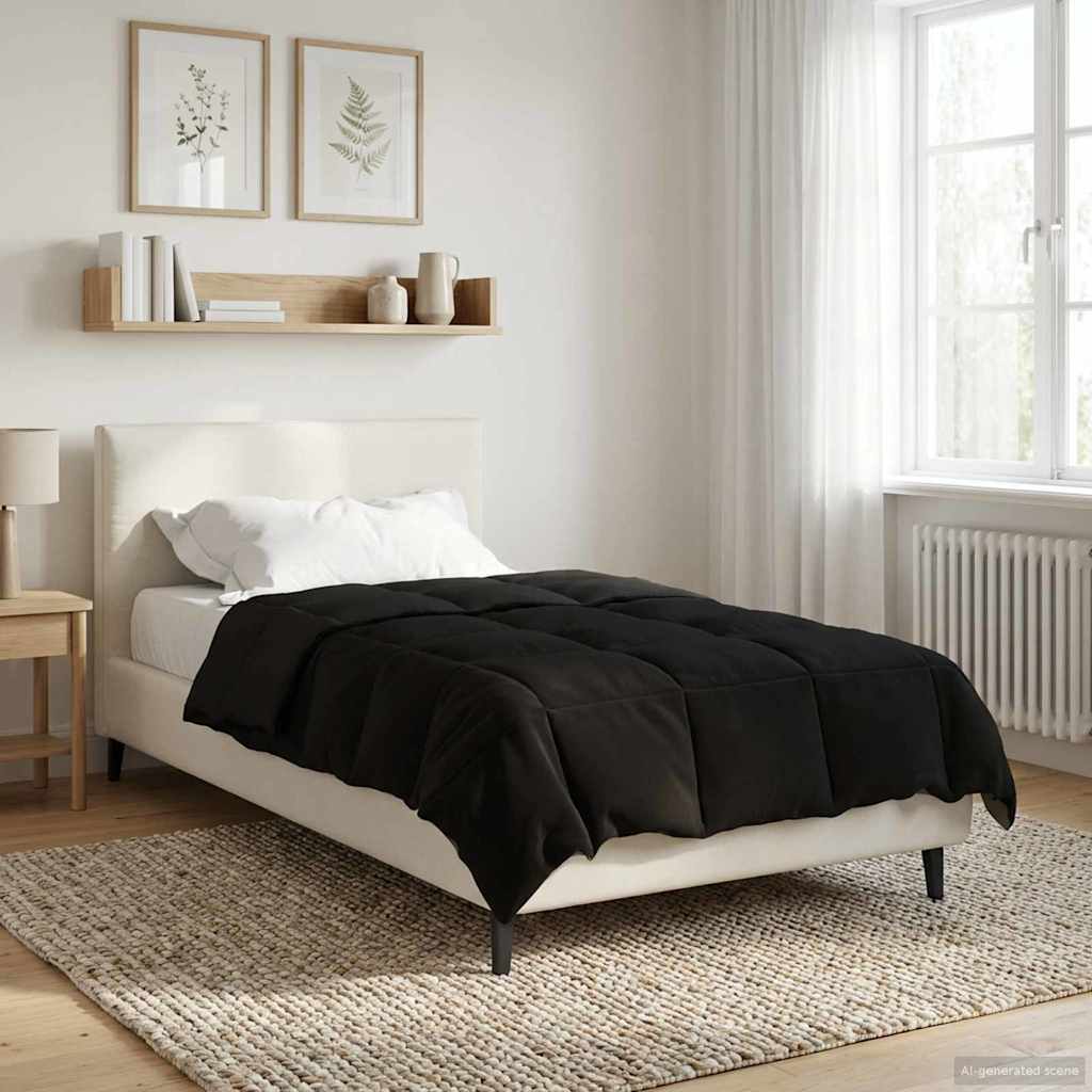 vidaXL Letni Kołdra Kwiłtowany Czarny 140 x 200 cm Mikrofibra