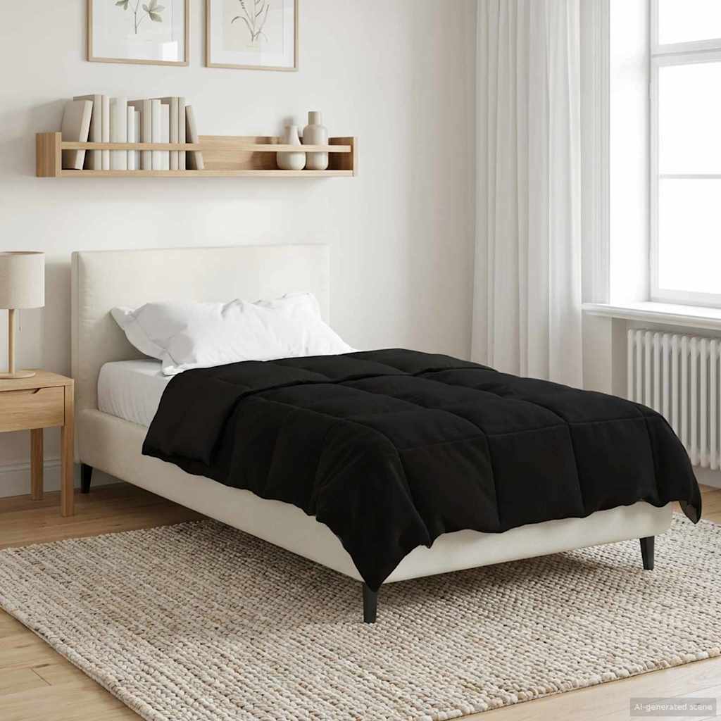 vidaXL Letni Kołdra Kwiłtowany Czarny 140 x 220 cm Mikrofibra