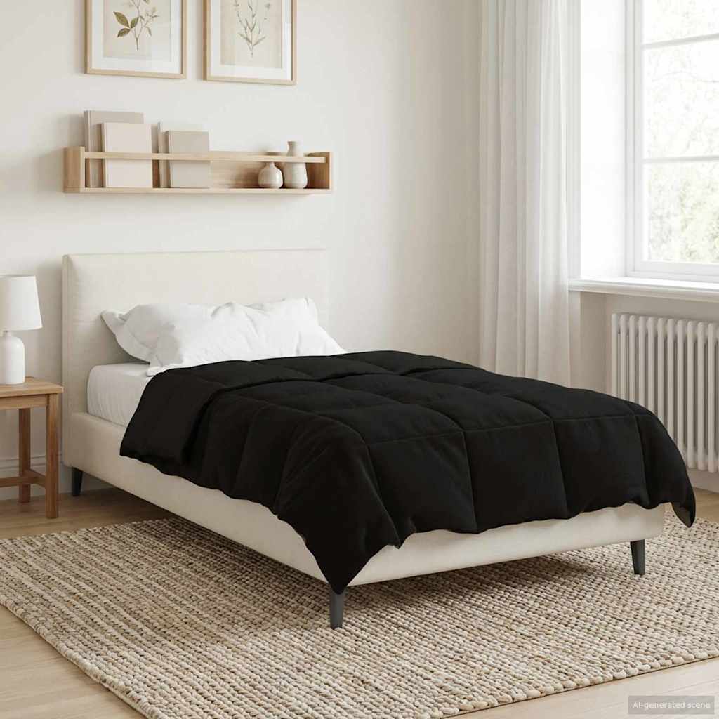 vidaXL Letni Kołdra Kwiłtowany Czarny 155 x 220 cm Mikrofibra
