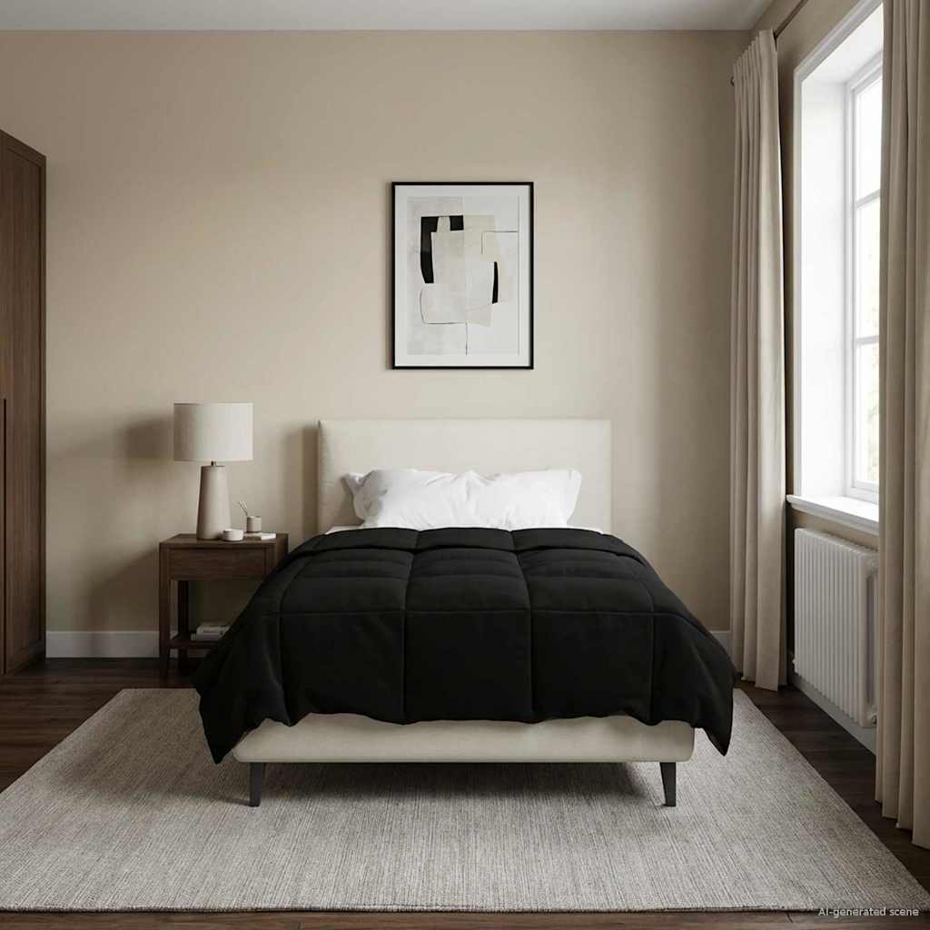 vidaXL Letni Kołdra Kwiłtowany Czarny 155 x 220 cm Mikrofibra