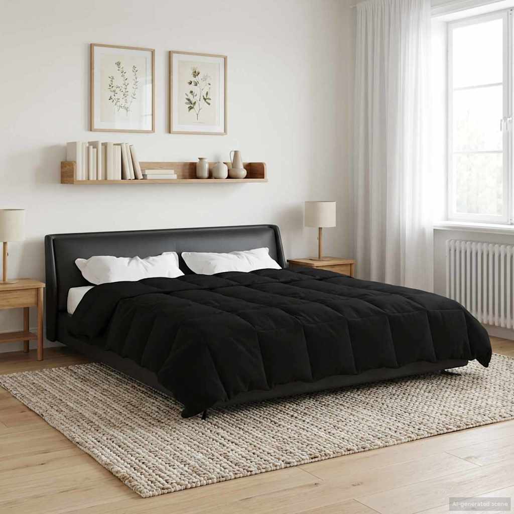 vidaXL Letni Kołdra Kwiłtowany Czarny 220 x 240 cm Mikrofibra