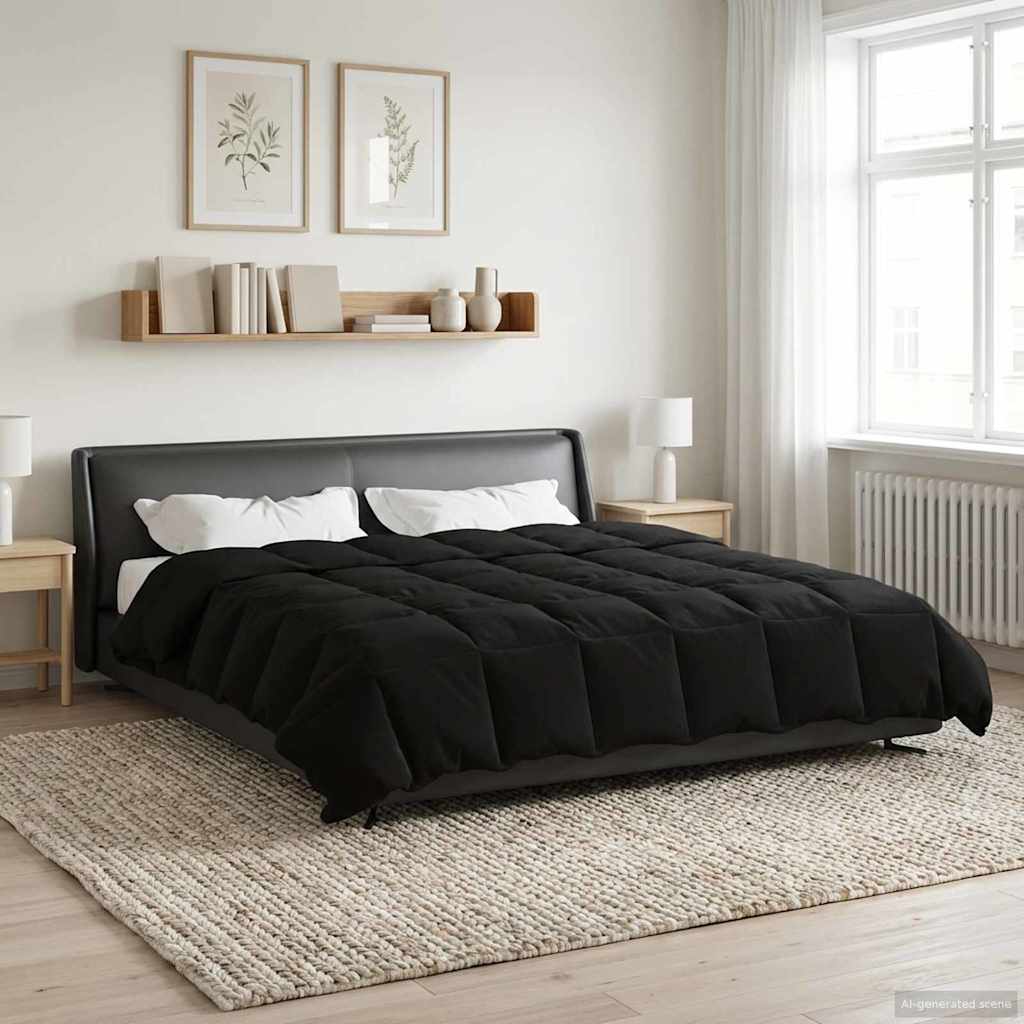 vidaXL Letni Kołdra Kwiłtowany Czarny 220 x 260 cm Mikrofibra