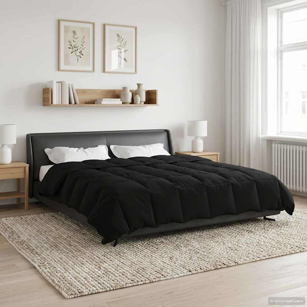 vidaXL Letni Kołdra Kwiłtowany Czarny 240 x 260 cm Mikrofibra