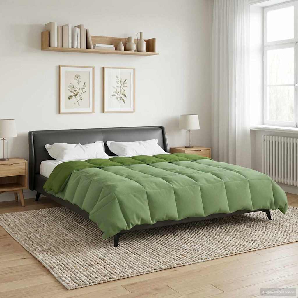 vidaXL Letni Kołdra Kwiłtowany Zielony 200 x 240 cm Mikrofibra