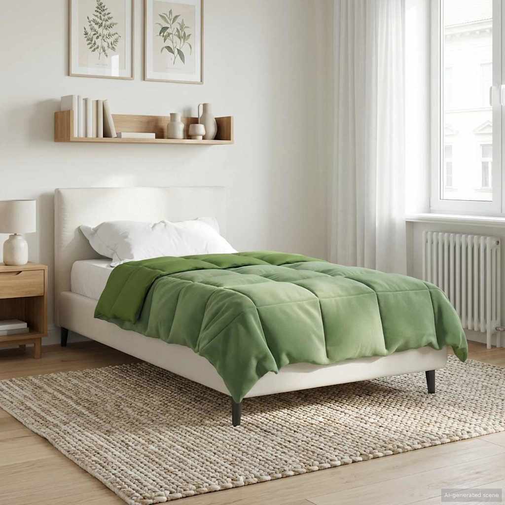 vidaXL Letni Kołdra Kwiłtowany Zielony 135 x 220 cm Mikrofibra
