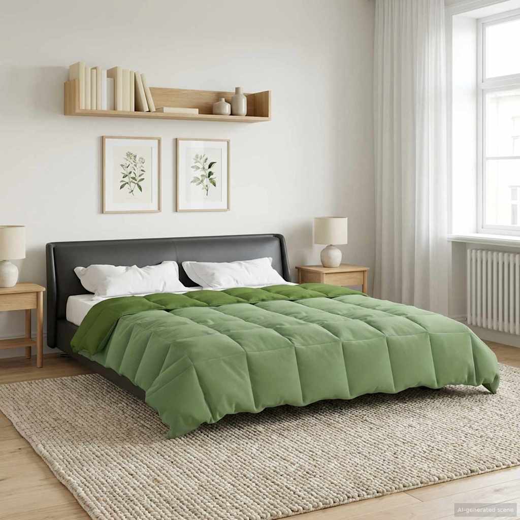 vidaXL Letni Kołdra Kwiłtowany Zielony 200 x 220 cm Mikrofibra