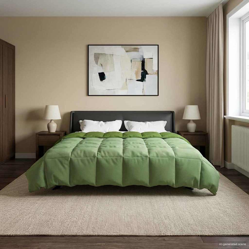 vidaXL Letni Kołdra Kwiłtowany Zielony 200 x 220 cm Mikrofibra