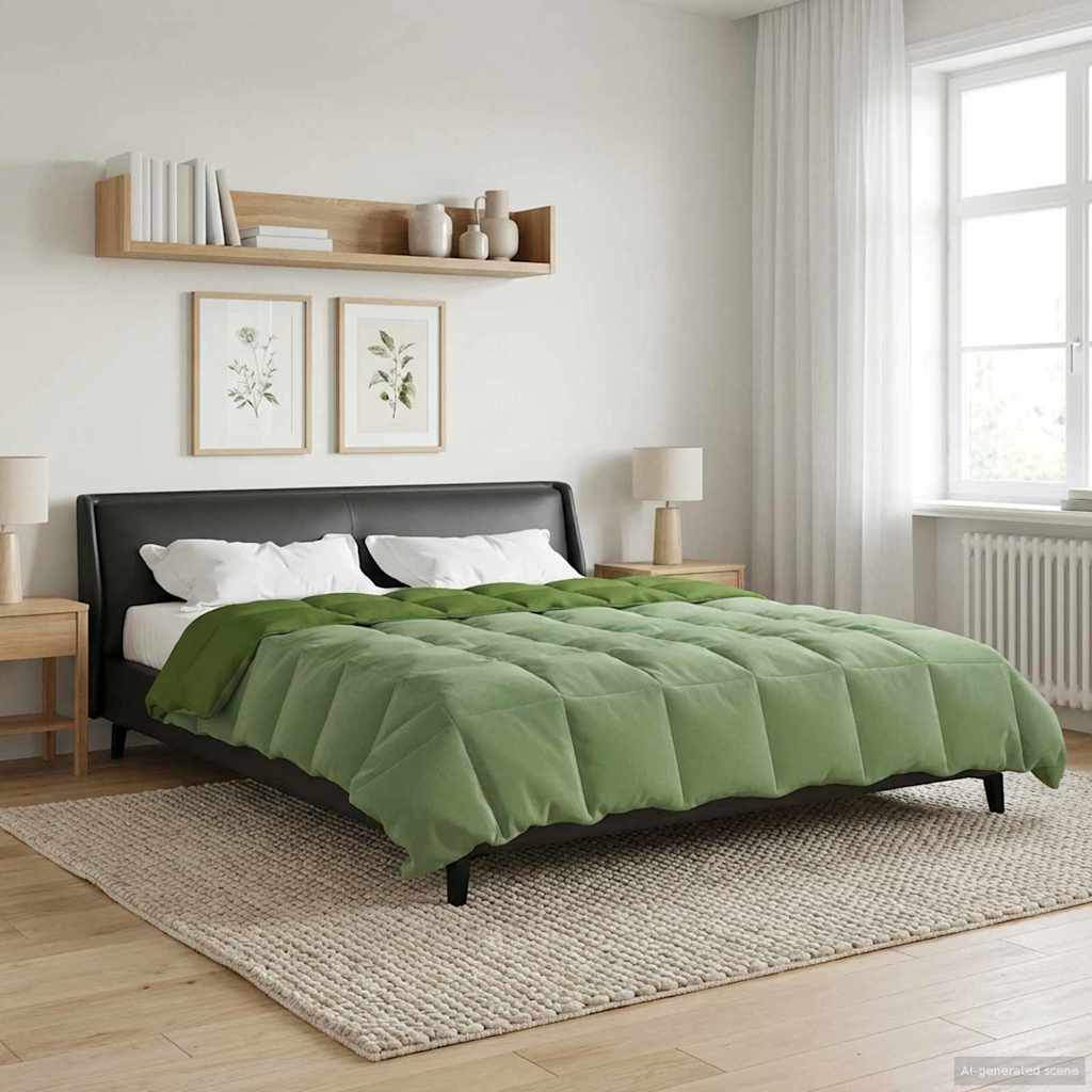 vidaXL Letni Kołdra Kwiłtowany Zielony 220 x 260 cm Mikrofibra