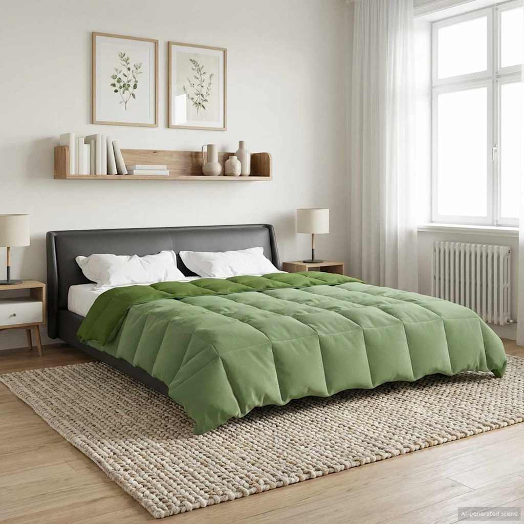 vidaXL Letni Kołdra Kwiłtowany Zielony 240 x 260 cm Mikrofibra