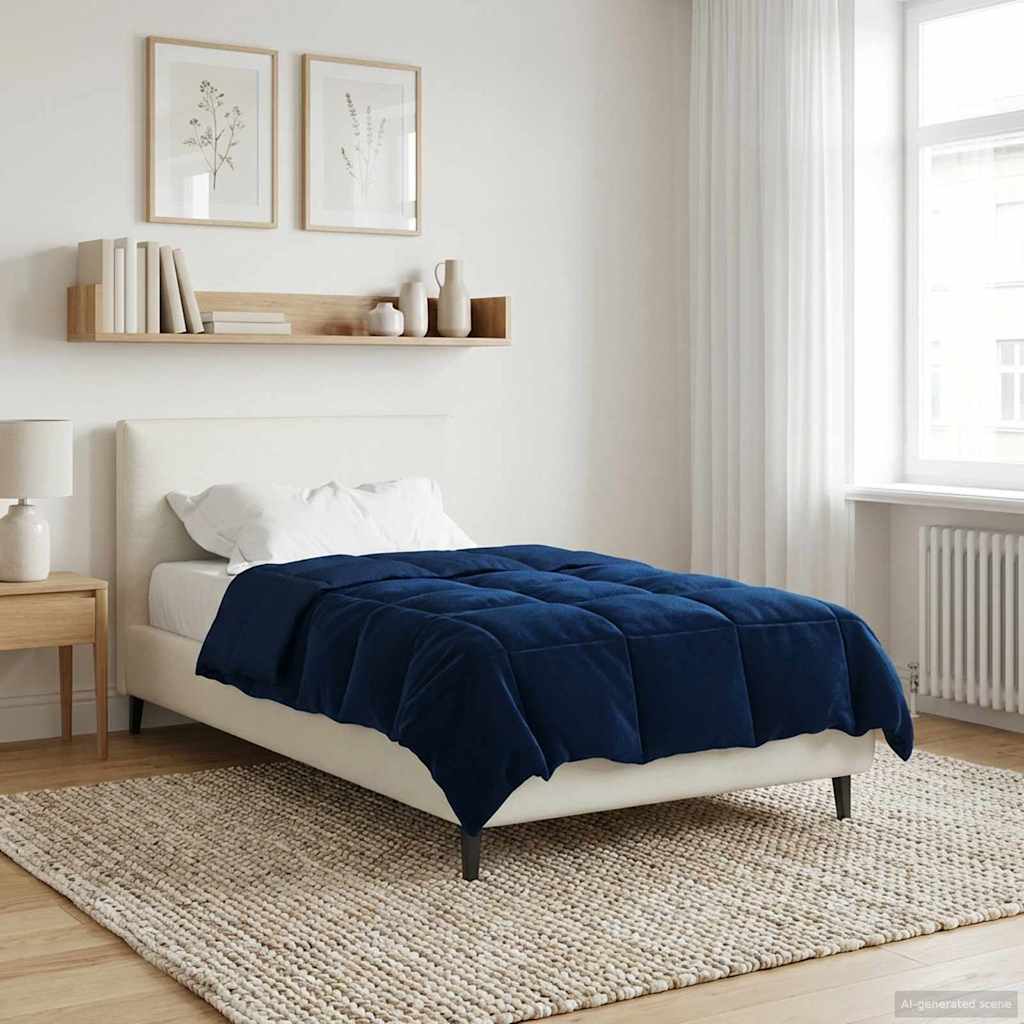 vidaXL Letni Kołdra Kwiłtowany Ciemnoniebieski 135 x 200 cm Mikrofibra