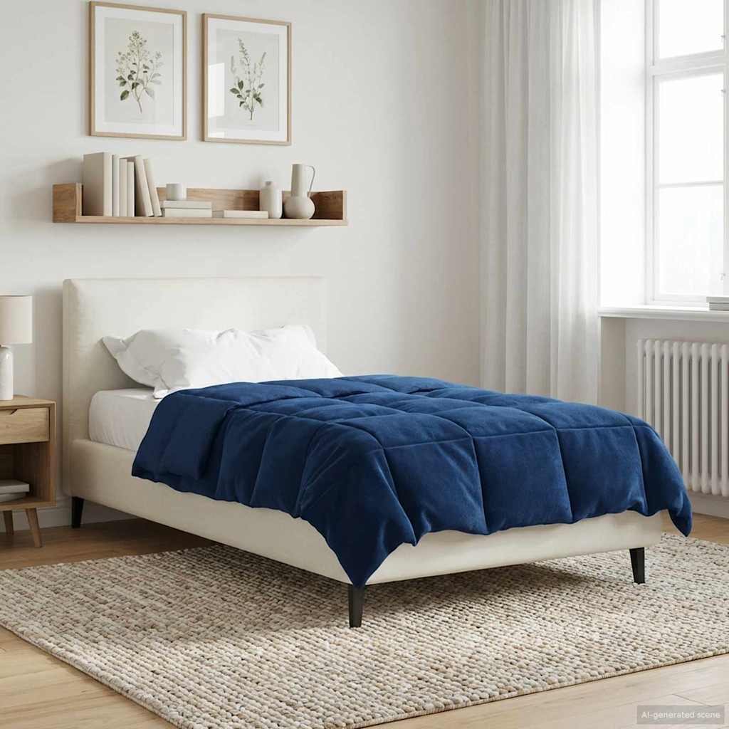 vidaXL Letni Kołdra Kwiłtowany Ciemnoniebieski 140 x 200 cm Mikrofibra