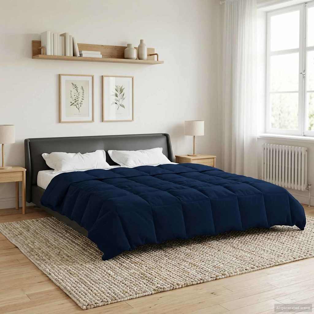 vidaXL Letni Kołdra Kwiłtowany Ciemnoniebieski 200 x 200 cm Mikrofibra