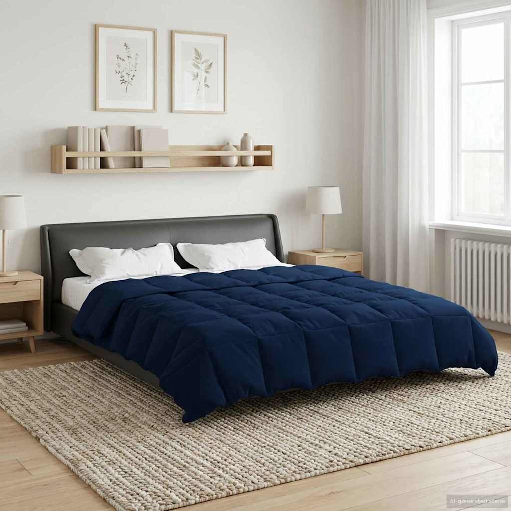 vidaXL Letni Kołdra Kwiłtowany Ciemnoniebieski 200 x 240 cm Mikrofibra
