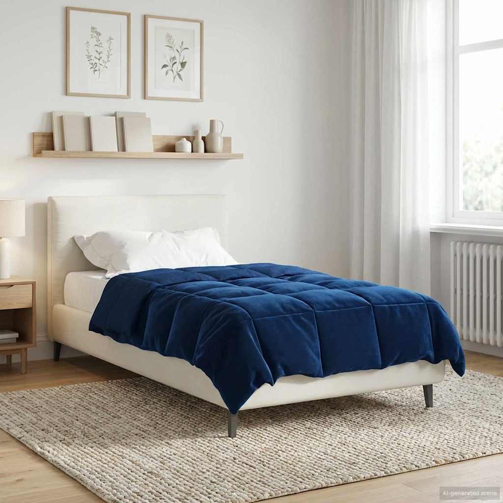 vidaXL Letni Kołdra Kwiłtowany Ciemnoniebieski 135 x 220 cm Mikrofibra