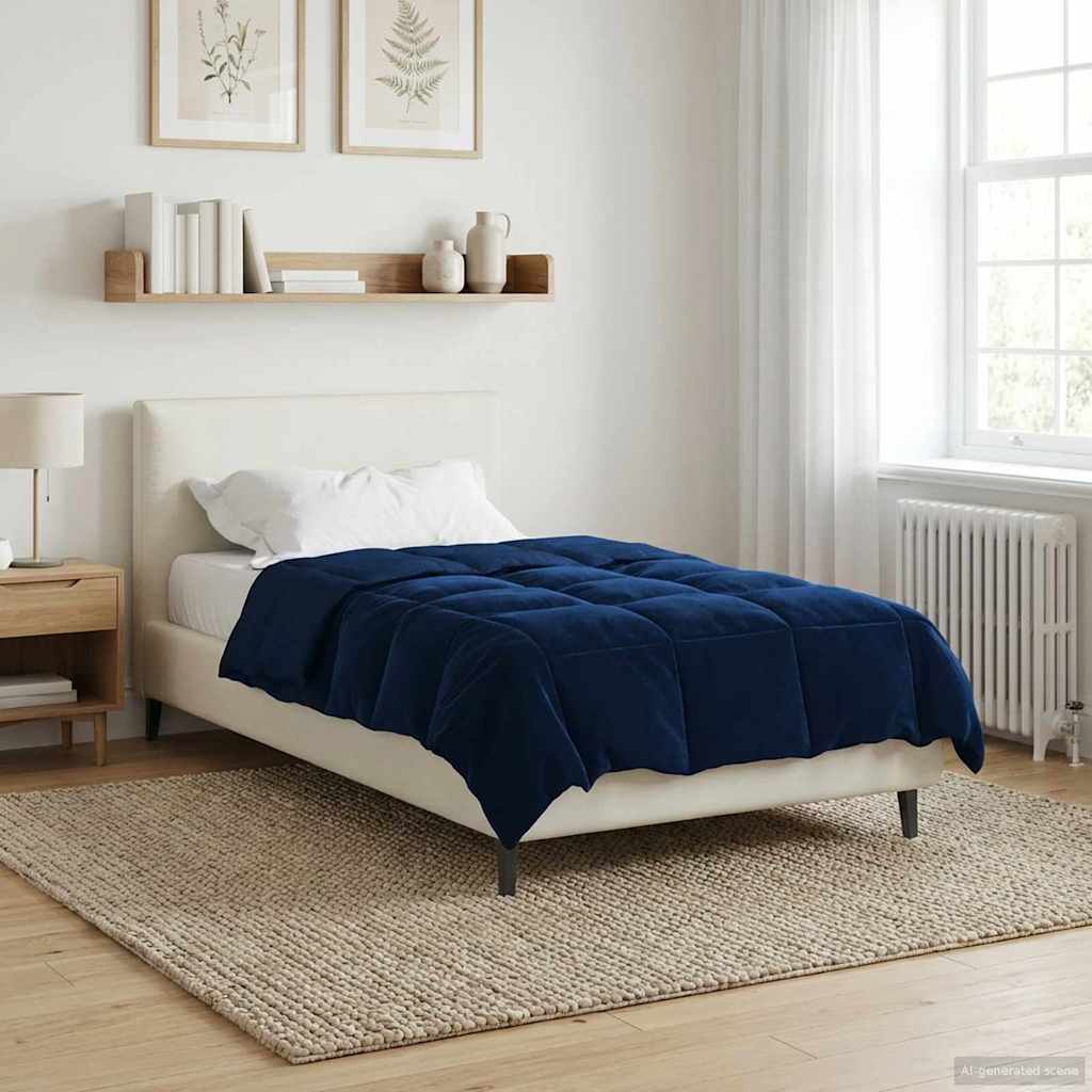 vidaXL Letni Kołdra Kwiłtowany Ciemnoniebieski 140 x 220 cm Mikrofibra