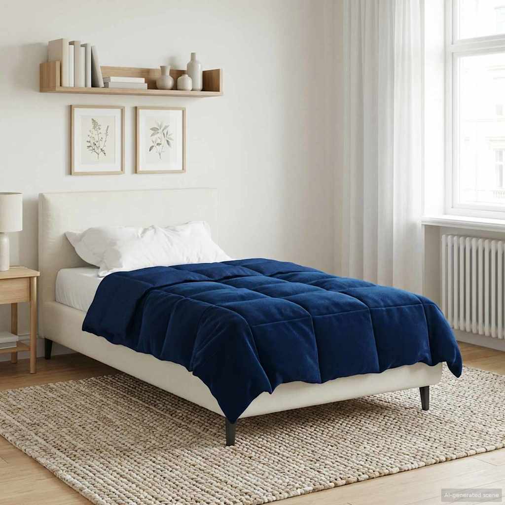 vidaXL Letni Kołdra Kwiłtowany Ciemnoniebieski 155 x 220 cm Mikrofibra