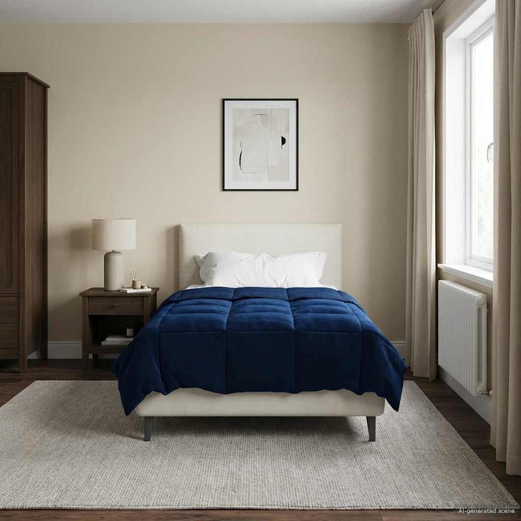 vidaXL Letni Kołdra Kwiłtowany Ciemnoniebieski 155 x 220 cm Mikrofibra