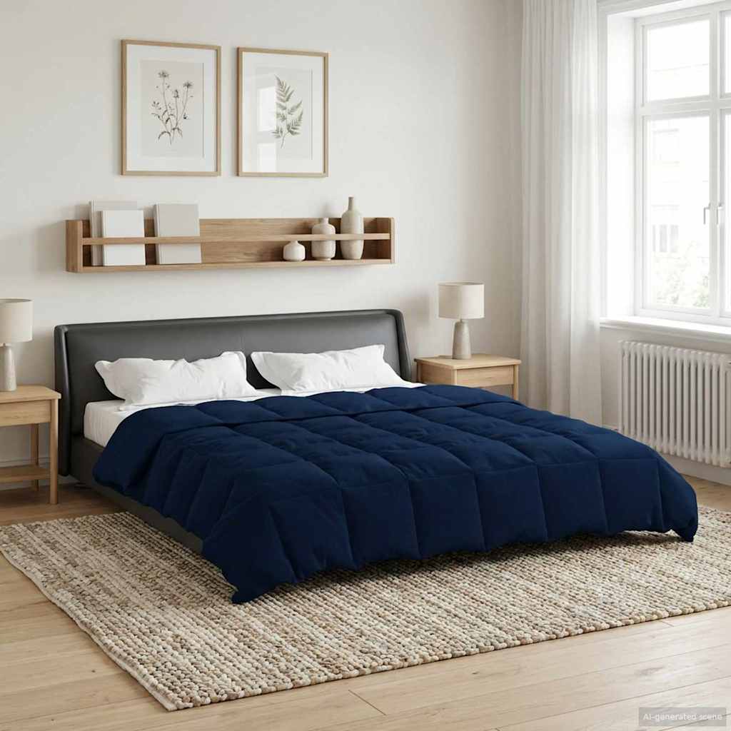 vidaXL Letni Kołdra Kwiłtowany Ciemnoniebieski 200 x 220 cm Mikrofibra