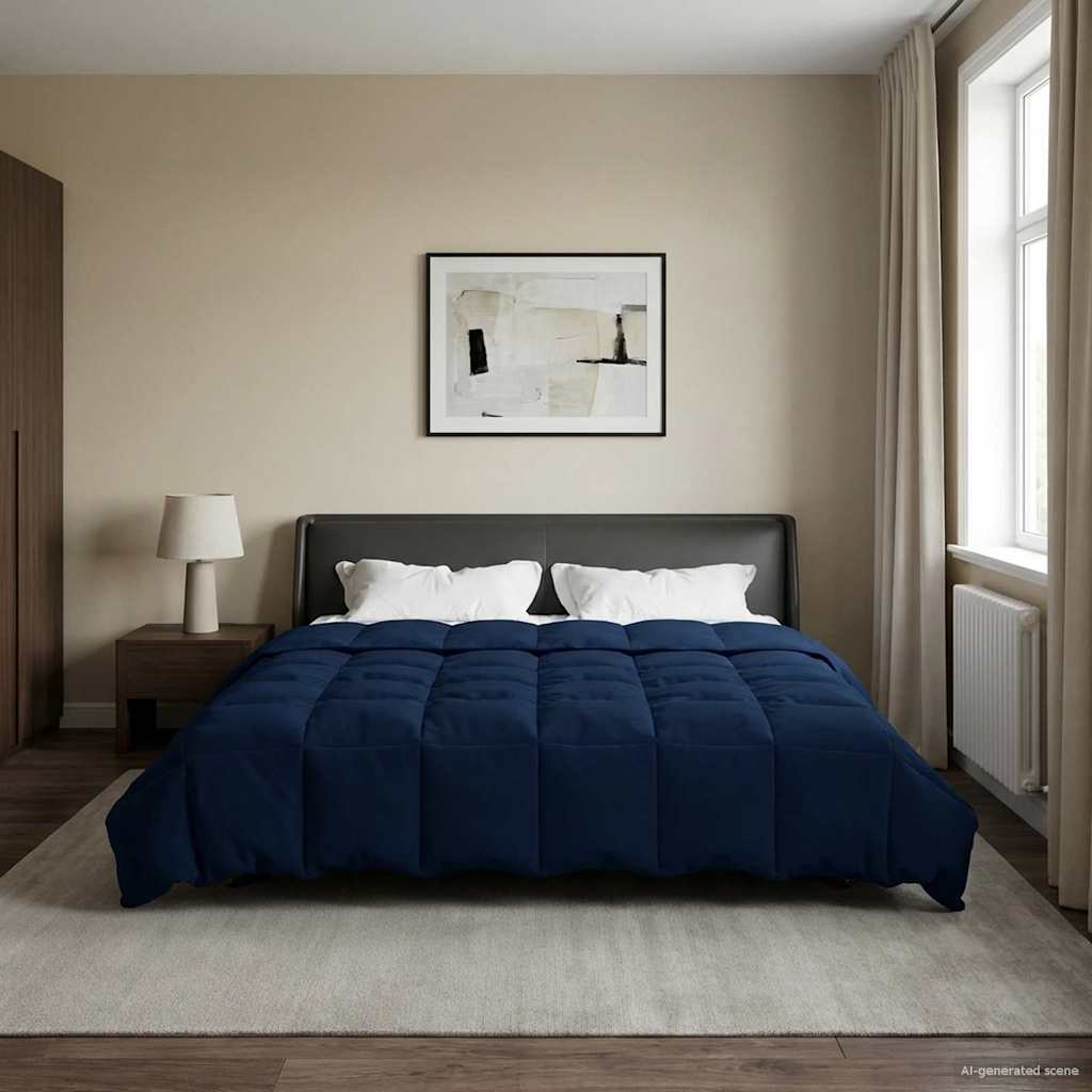vidaXL Letni Kołdra Kwiłtowany Ciemnoniebieski 200 x 220 cm Mikrofibra