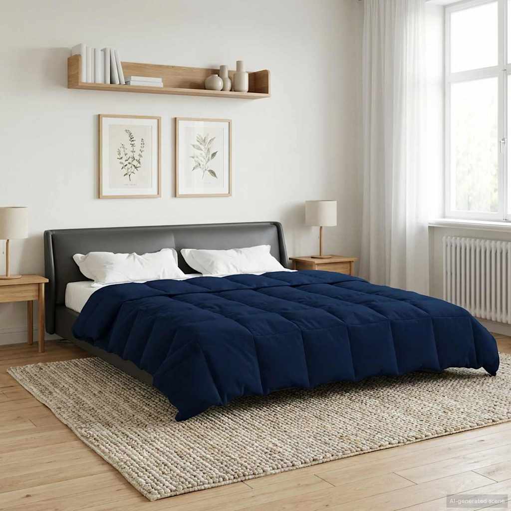 vidaXL Letni Kołdra Kwiłtowany Ciemnoniebieski 220 x 240 cm Mikrofibra
