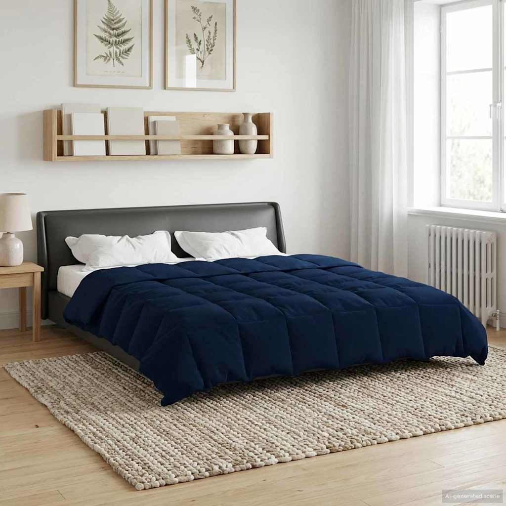 vidaXL Letni Kołdra Kwiłtowany Ciemnoniebieski 220 x 260 cm Mikrofibra