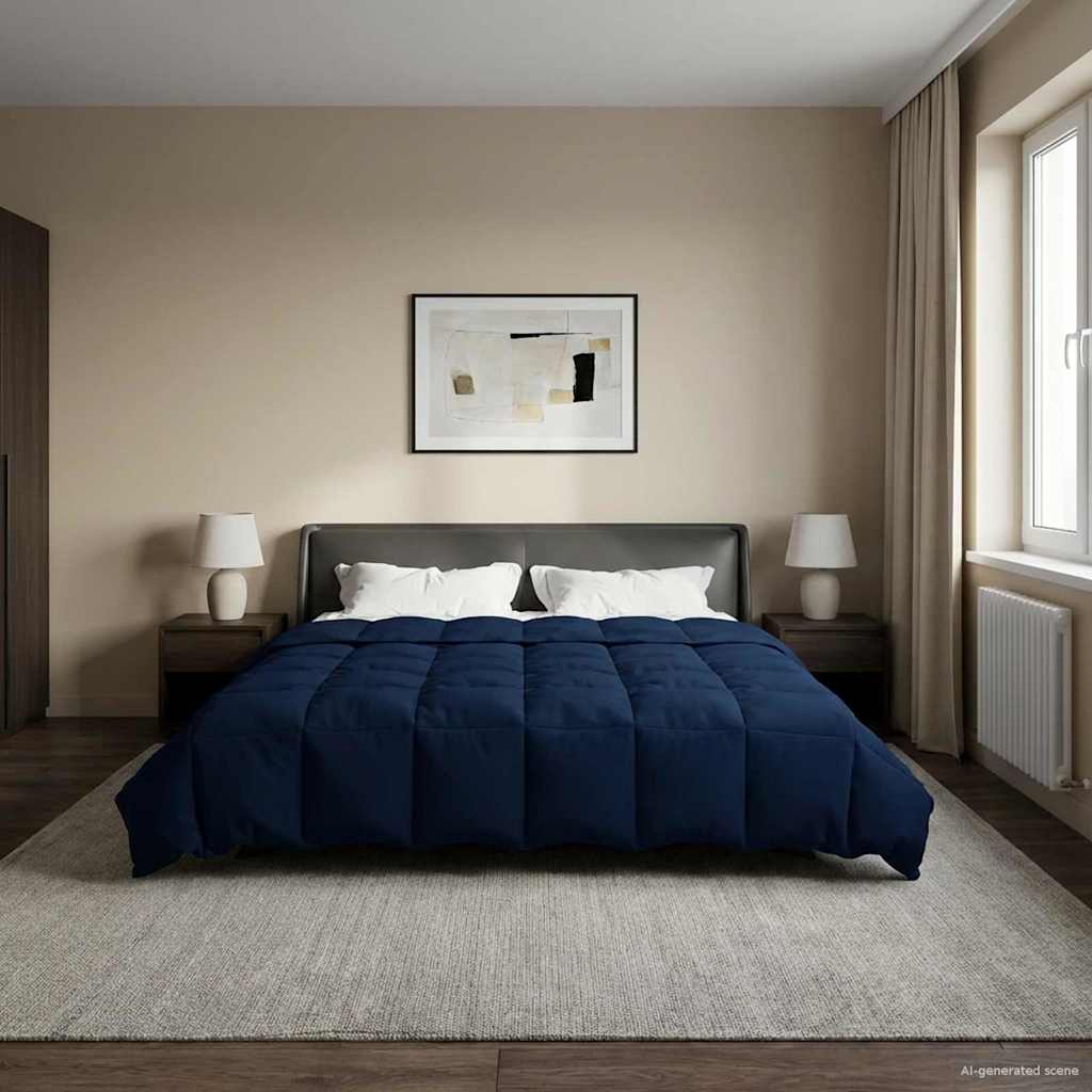 vidaXL Letni Kołdra Kwiłtowany Ciemnoniebieski 220 x 260 cm Mikrofibra