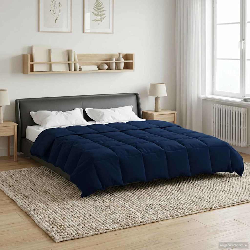 vidaXL Letni Kołdra Kwiłtowany Ciemnoniebieski 240 x 260 cm Mikrofibra
