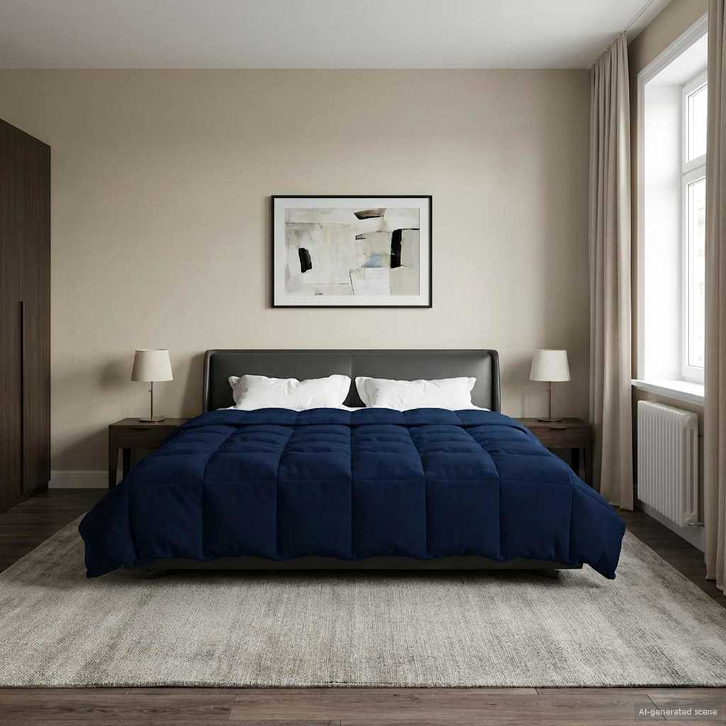 vidaXL Letni Kołdra Kwiłtowany Ciemnoniebieski 240 x 260 cm Mikrofibra