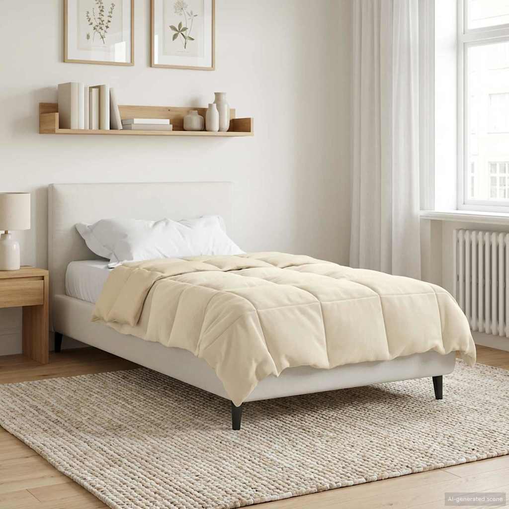 vidaXL Letni Kołdra Kwiłtowany Kremowy 140 x 200 cm Mikrofibra