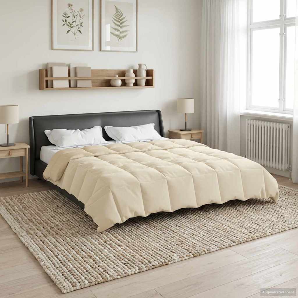 vidaXL Letni Kołdra Kwiłtowany Kremowy 200 x 200 cm Mikrofibra